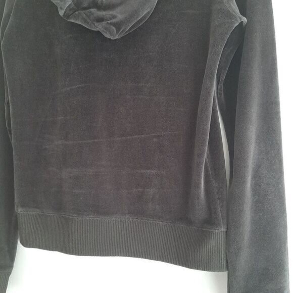 HOLLISTER Soft Velvet Full-Zip Hoodie Sweatshirt Jacket Black Sz S Flawed - Picture 10 of 12